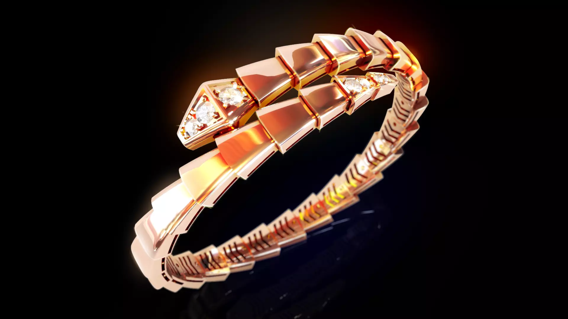Serpenti diamond snake bracelet 2 3D print model