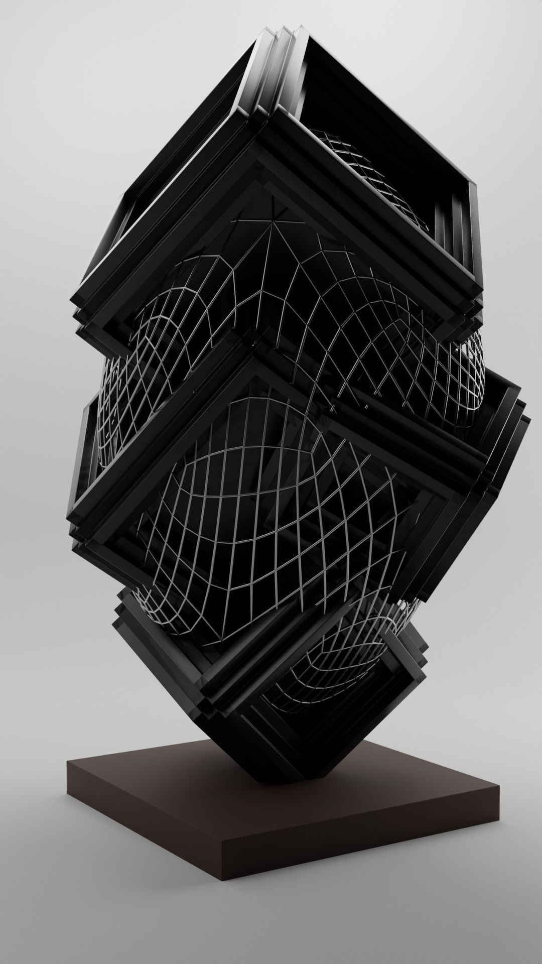 Geo cube Sculpture  Low-poly 3D model_2