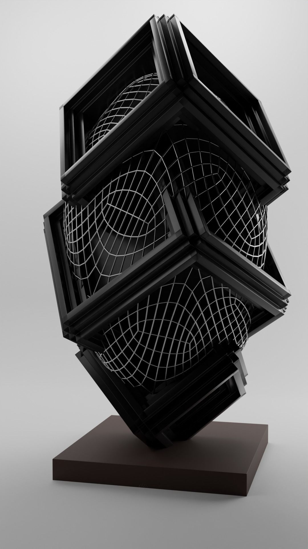 Geo cube Sculpture  Low-poly 3D model_1