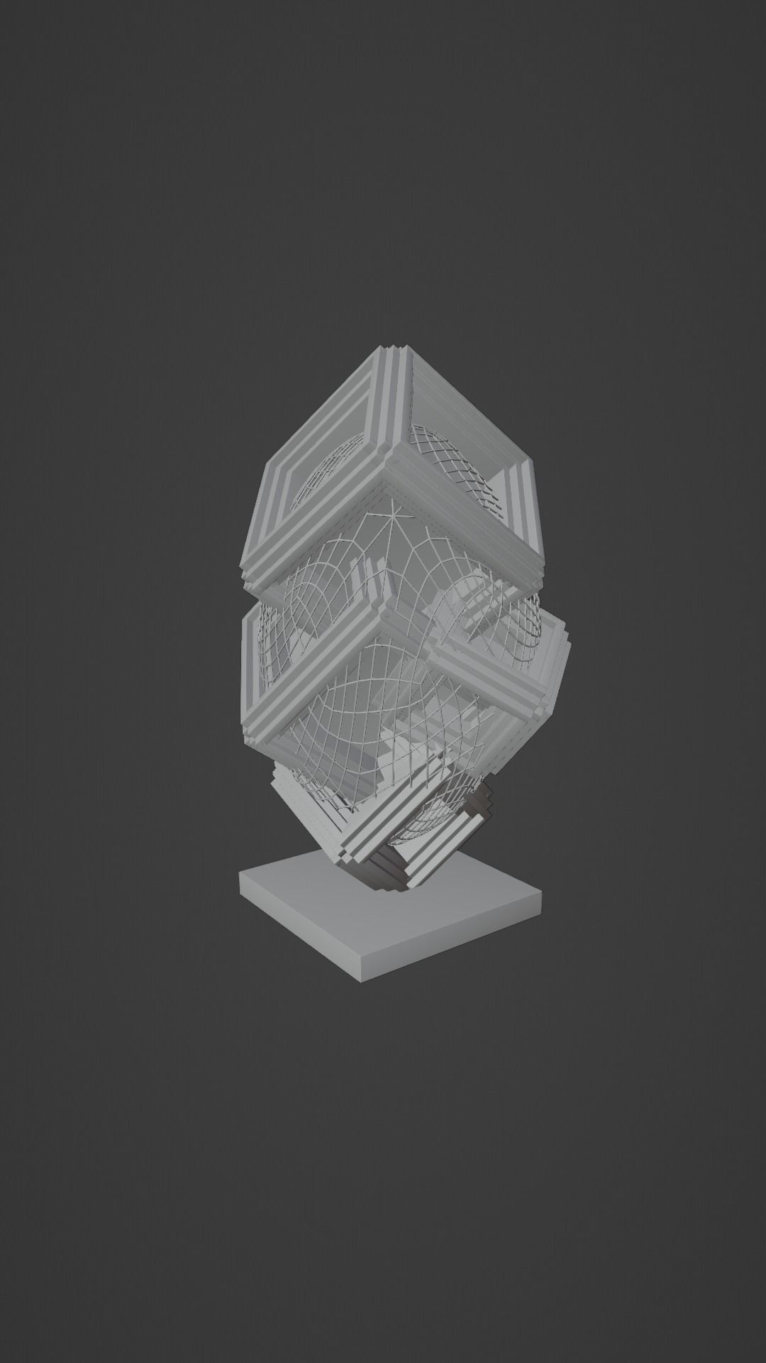 Geo cube Sculpture  Low-poly 3D model_7