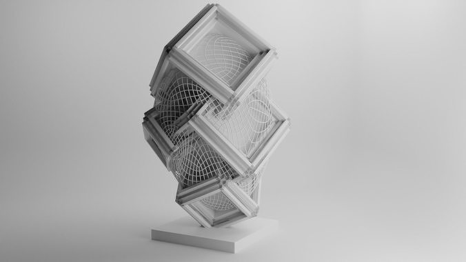 Geo cube Sculpture  Low-poly 3D model