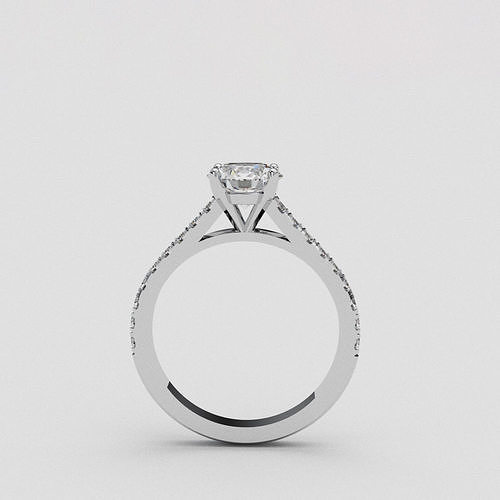 Ring-2606 engagement ring with princess cut diamond 3D print model