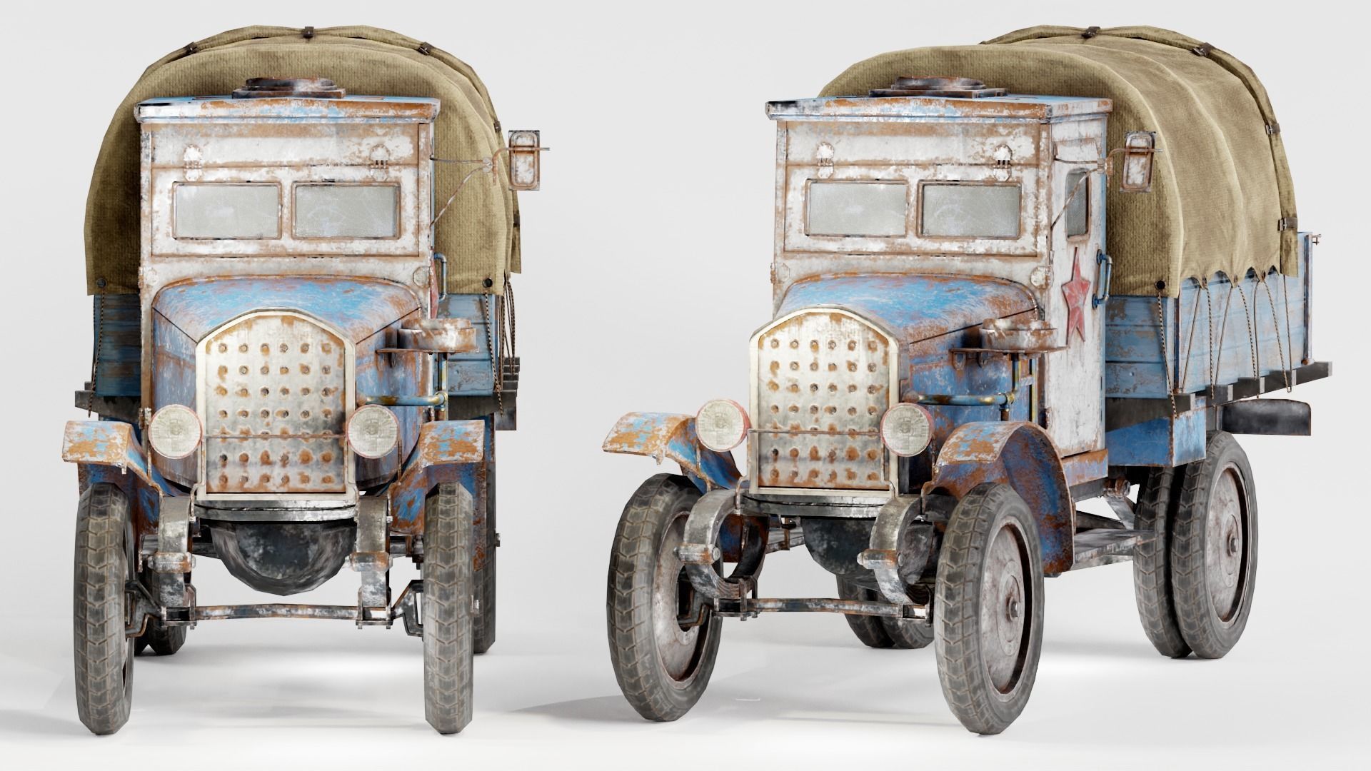 Post-apocalypse battle car truck da1 Low-poly 3D model_9