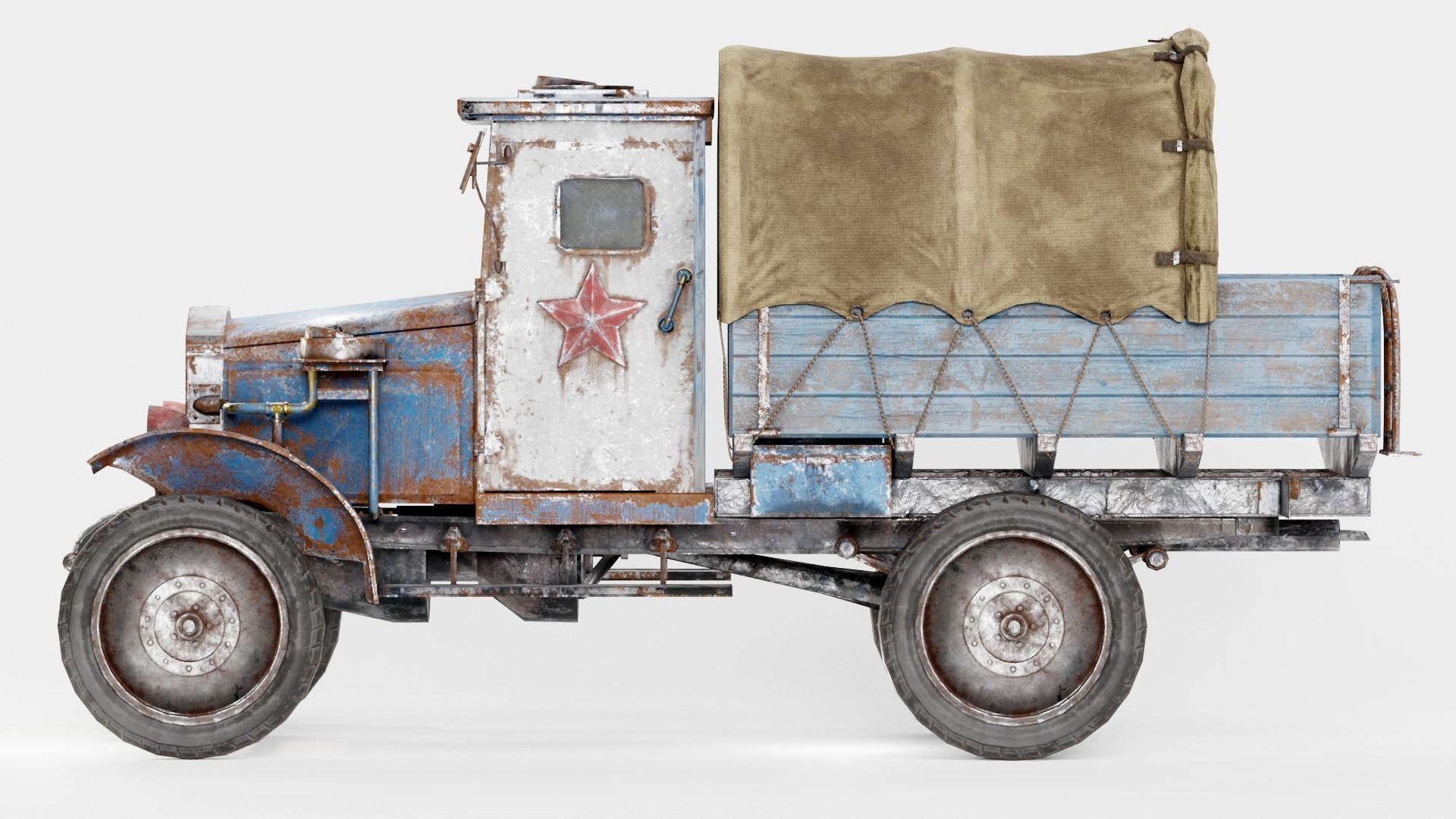 Post-apocalypse battle car truck da1 Low-poly 3D model_1