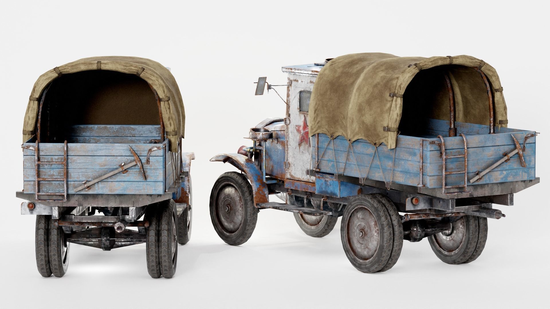 Post-apocalypse battle car truck da1 Low-poly 3D model_12
