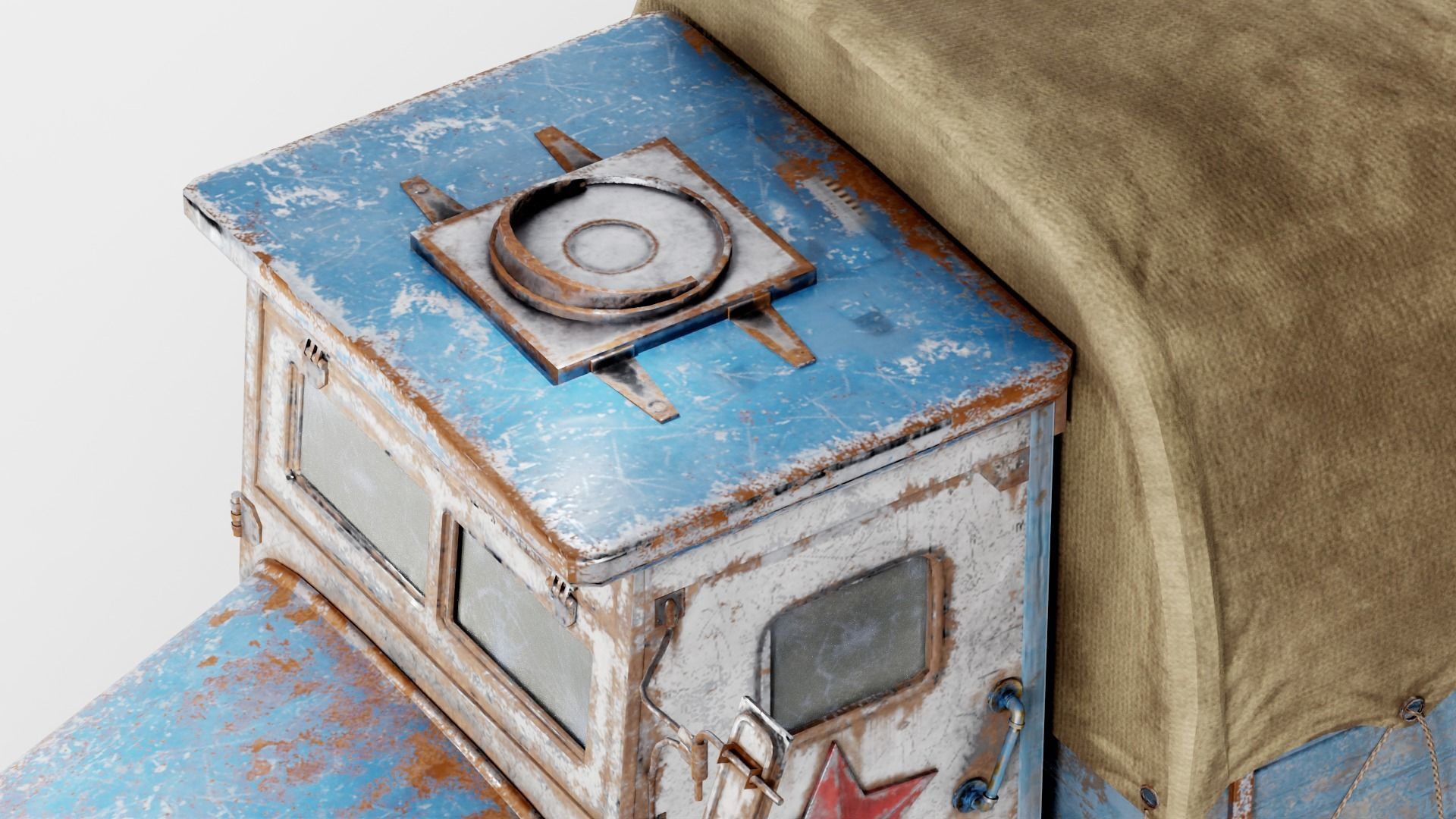 Post-apocalypse battle car truck da1 Low-poly 3D model_4