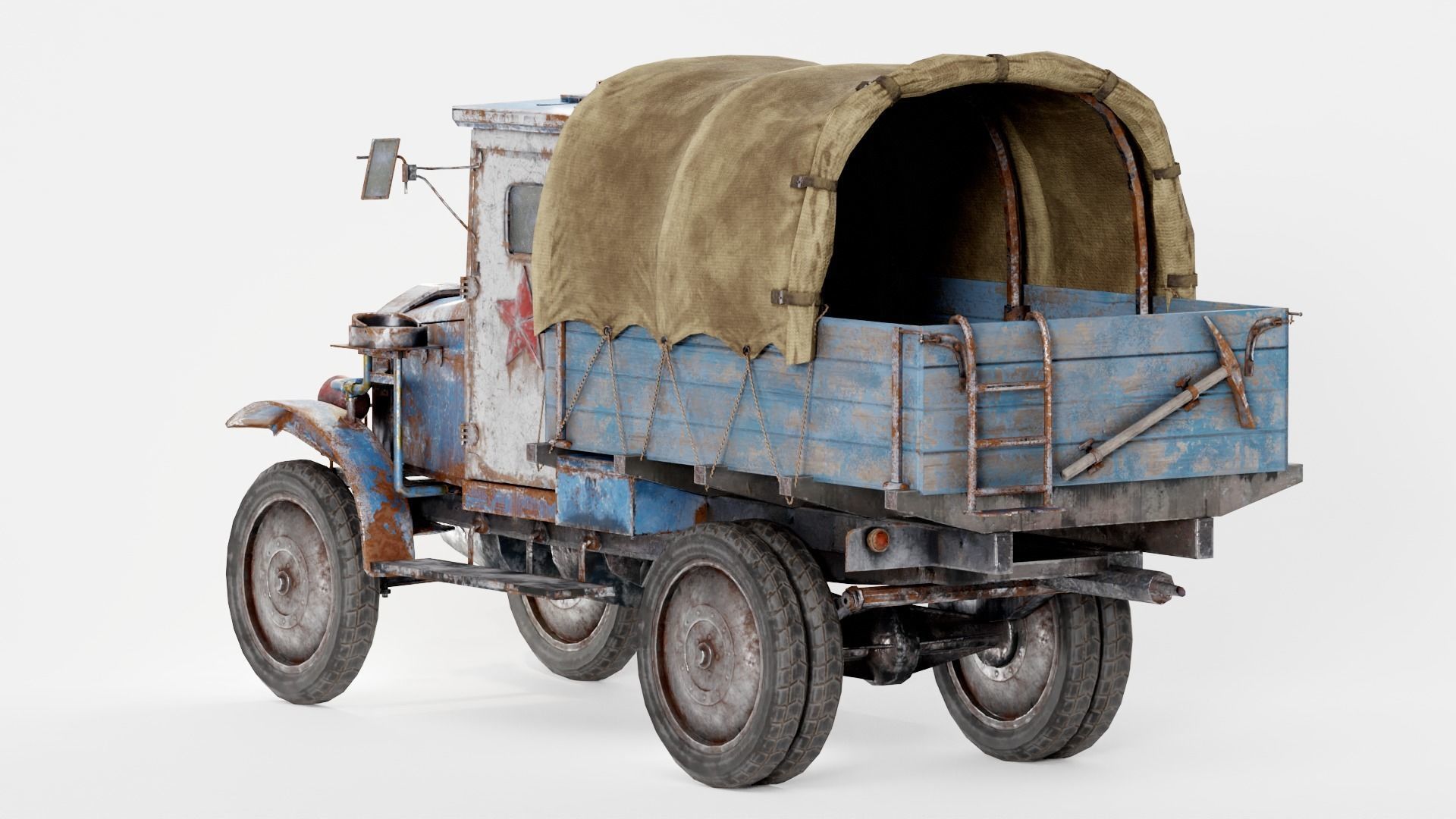 Post-apocalypse battle car truck da1 Low-poly 3D model_13
