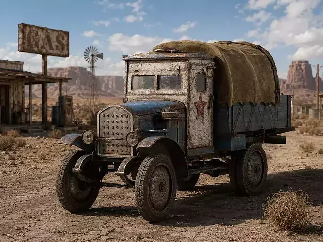 Post-apocalypse battle car truck  Game Ready PBR da1