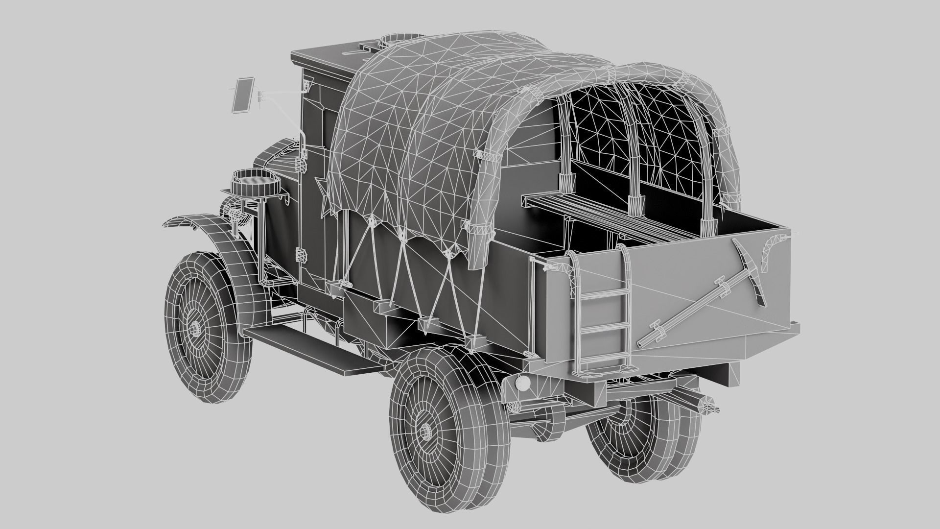 Post-apocalypse battle car truck da1 Low-poly 3D model_17