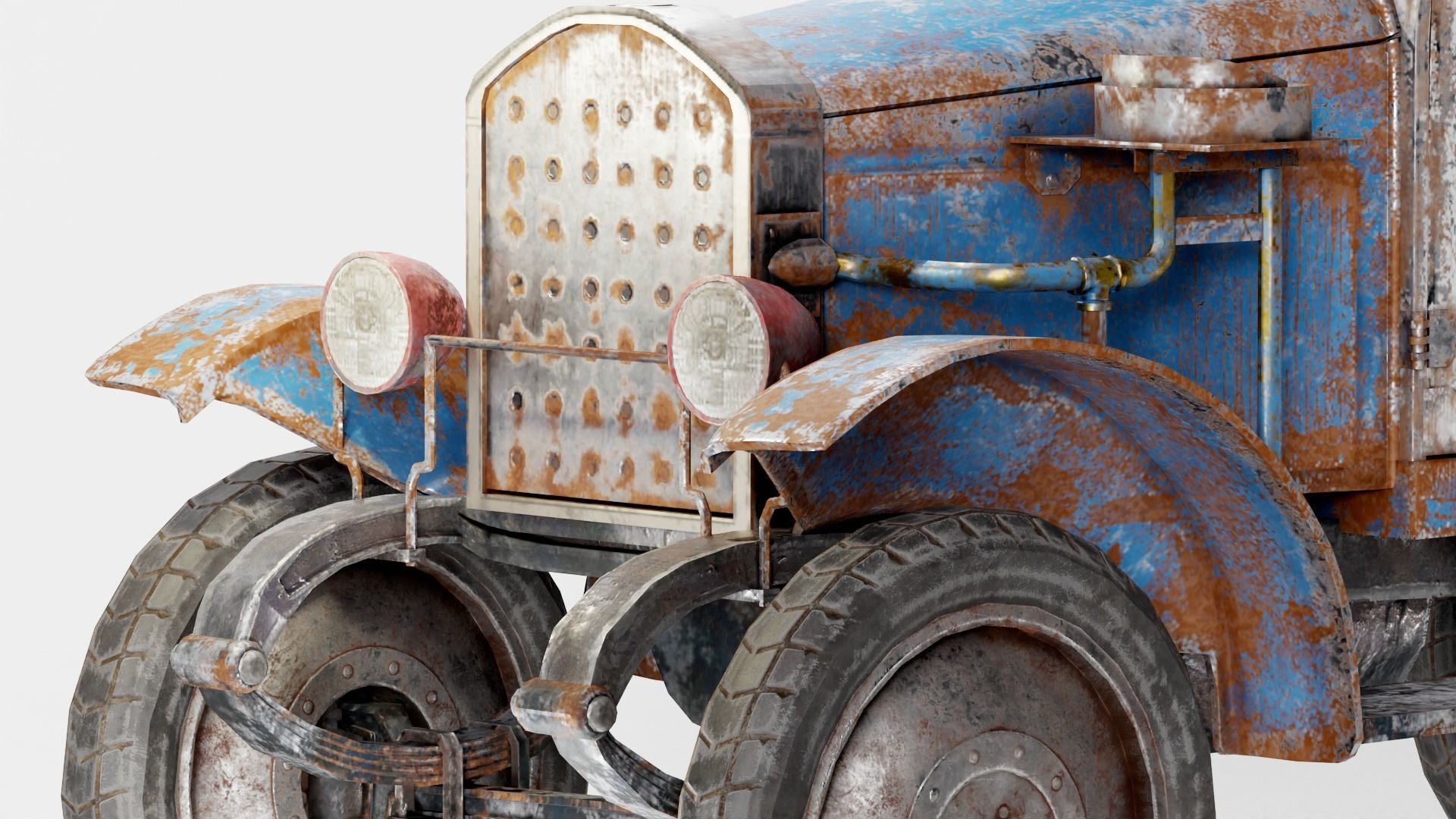 Post-apocalypse battle car truck da1 Low-poly 3D model_3