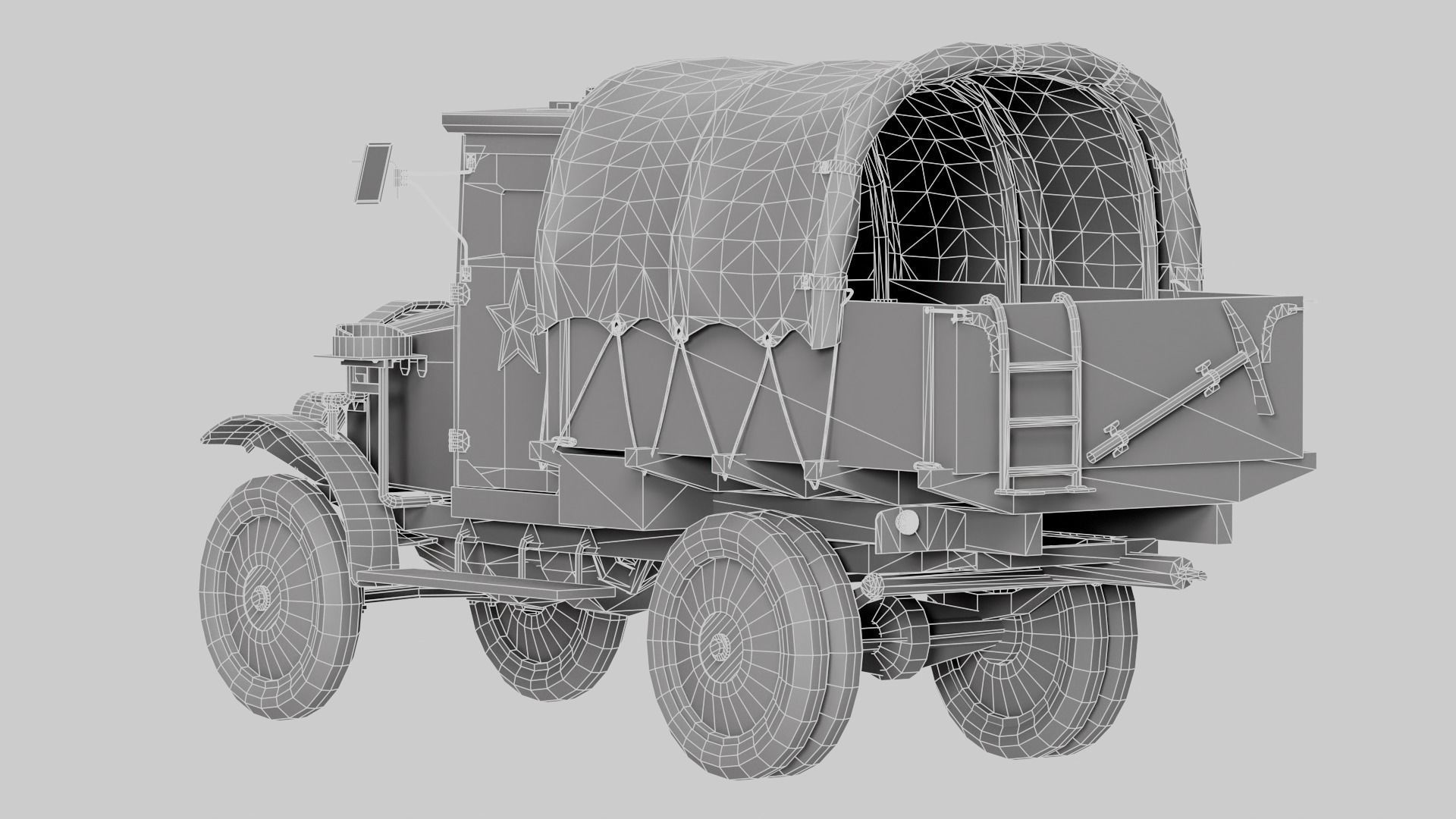 Post-apocalypse battle car truck da1 Low-poly 3D model_14