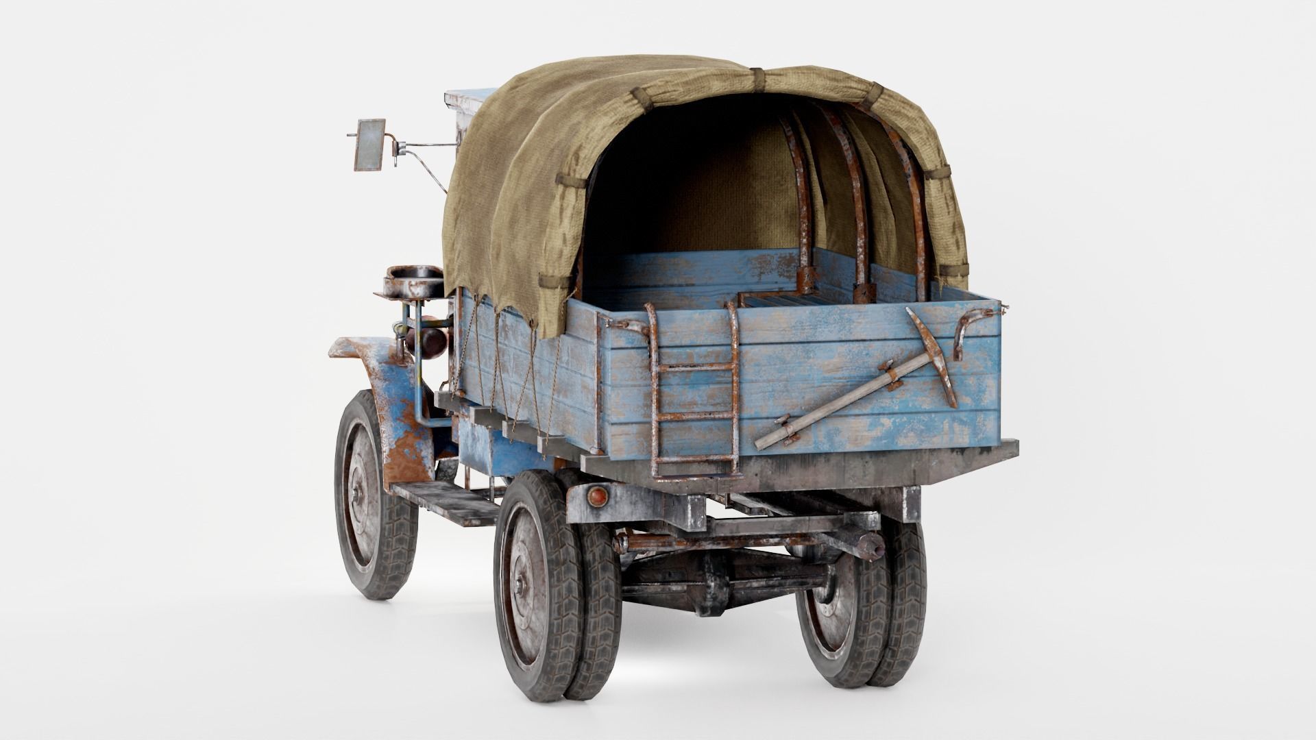 Post-apocalypse battle car truck da1 Low-poly 3D model_6