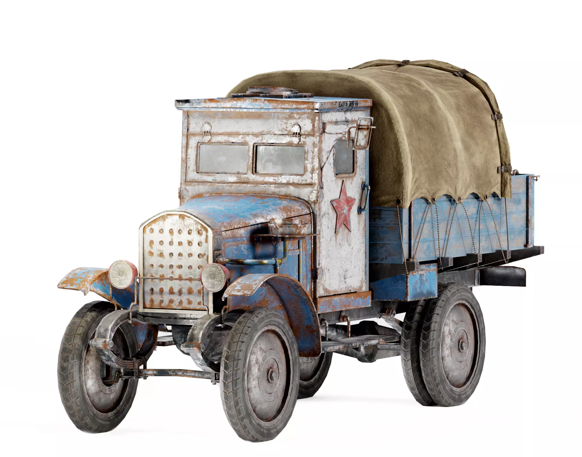 Post-apocalypse battle car truck da1 Low-poly 3D model_0