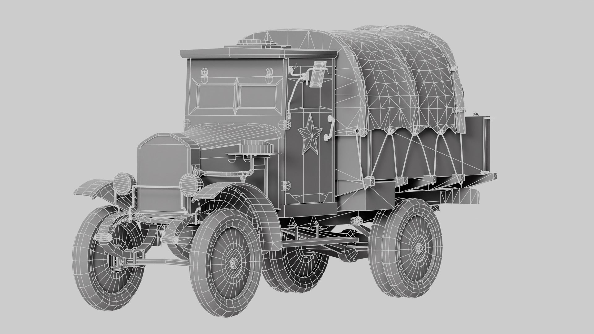 Post-apocalypse battle car truck da1 Low-poly 3D model_15