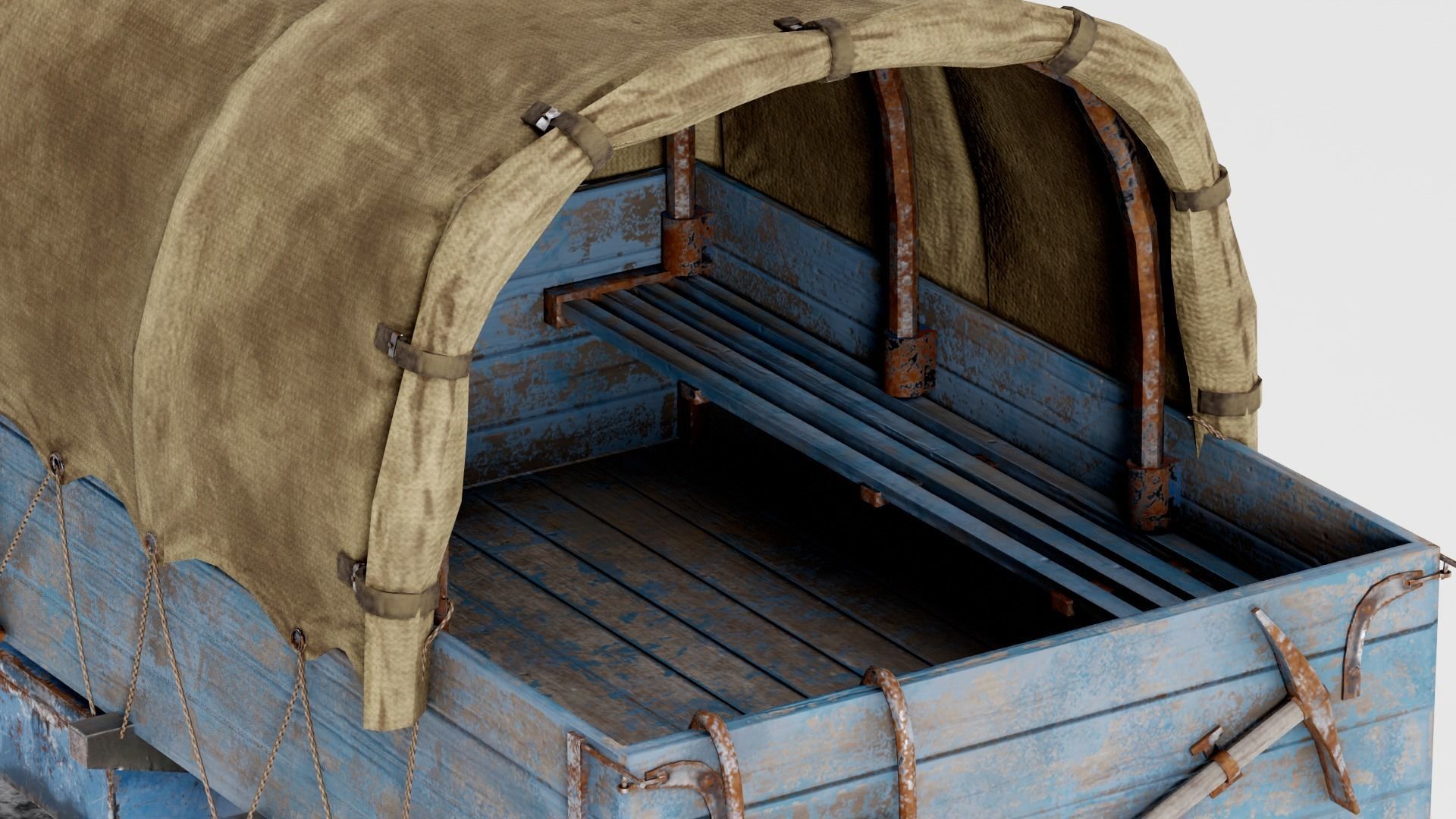 Post-apocalypse battle car truck da1 Low-poly 3D model_5