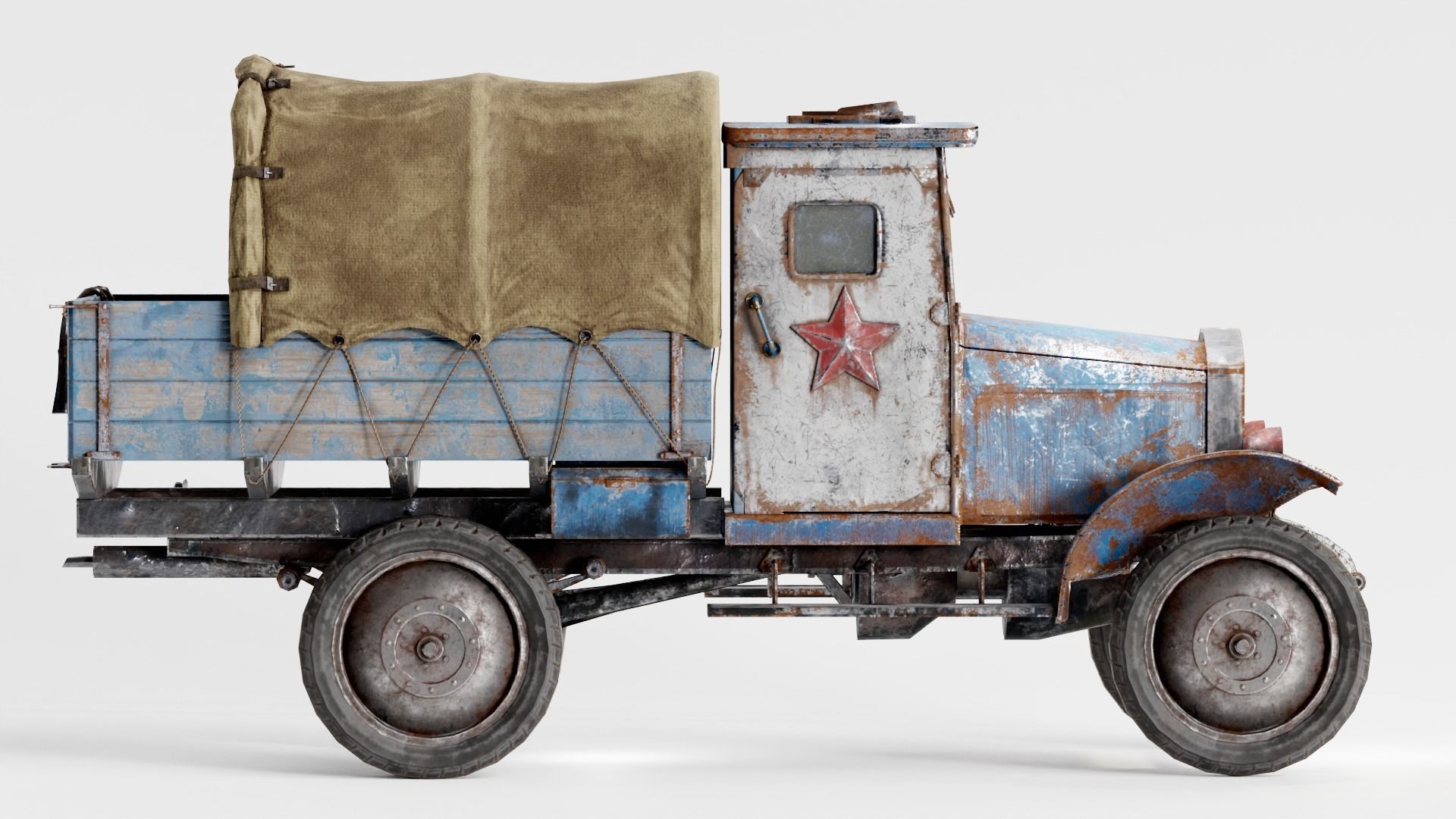 Post-apocalypse battle car truck da1 Low-poly 3D model_10