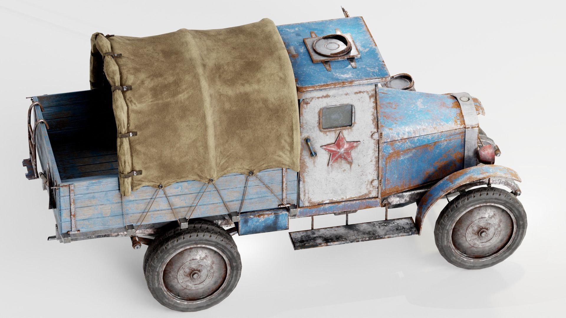 Post-apocalypse battle car truck da1 Low-poly 3D model_8