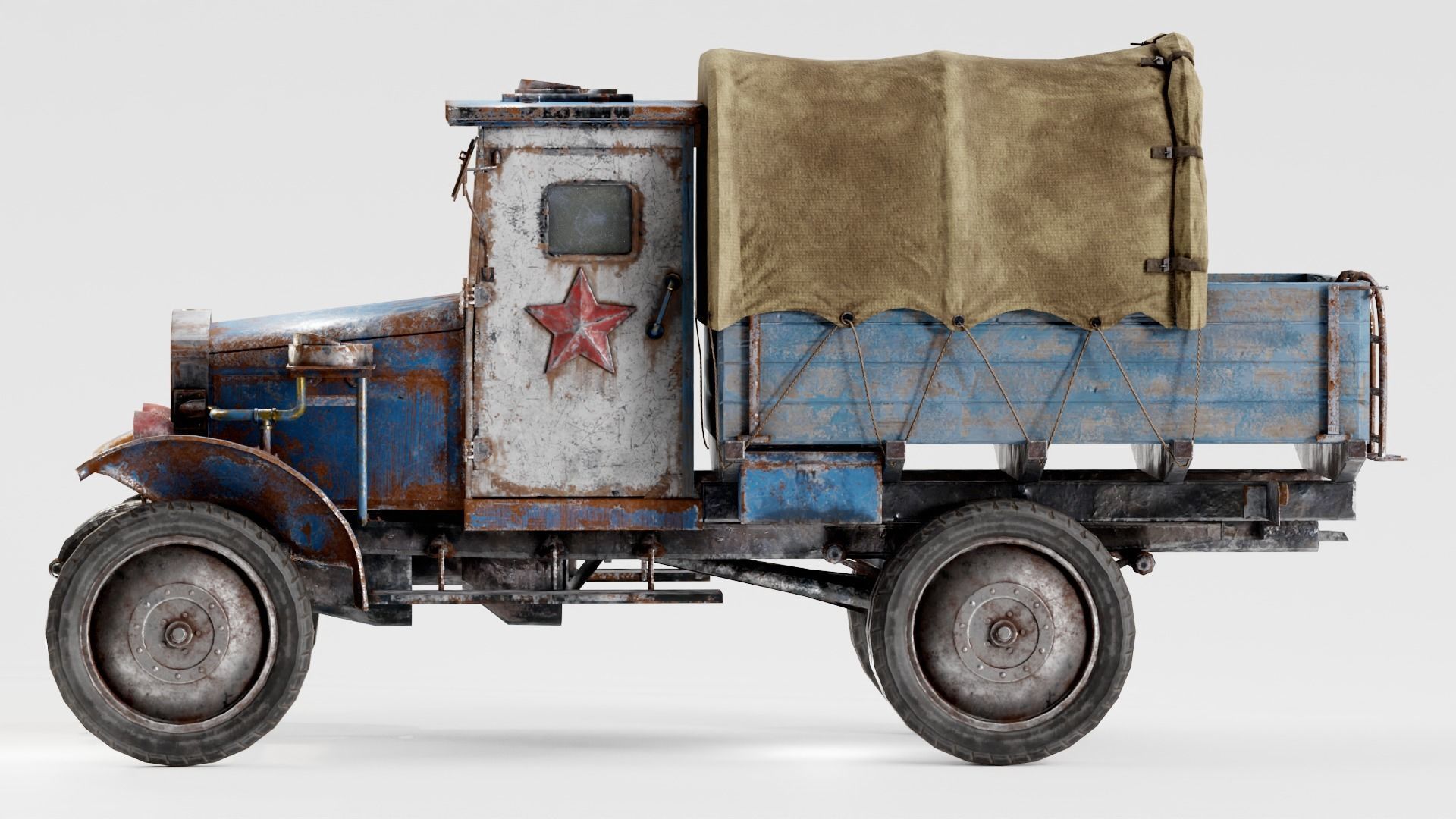 Post-apocalypse battle car truck da1 Low-poly 3D model_2