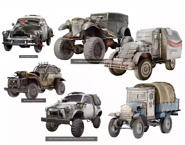Big collection of post-apocalypse battle car da1 