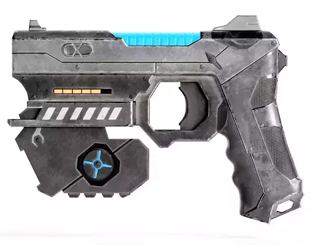 Sci-fi futuristic automatic plasmagun pistol  da1 Free low-poly 3D model