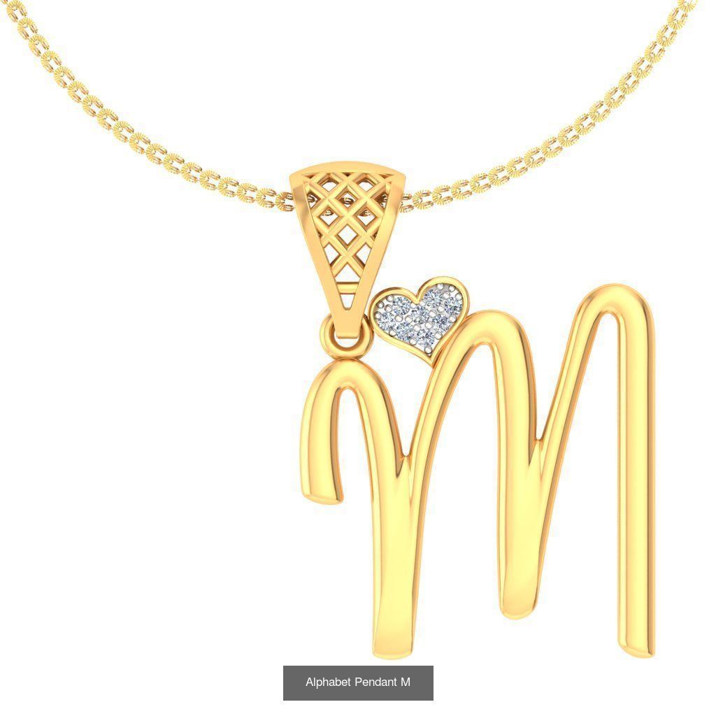 26 Alphabet Heart Pendant 3D Model Collection_7