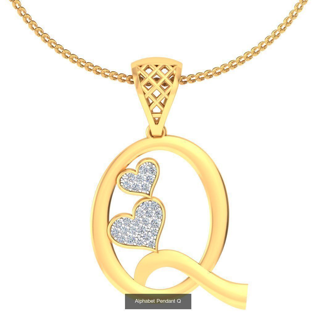 26 Alphabet Heart Pendant 3D Model Collection_11