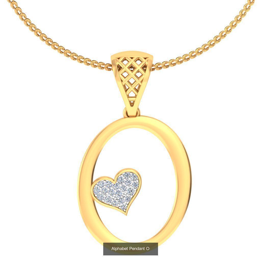 26 Alphabet Heart Pendant 3D Model Collection_9