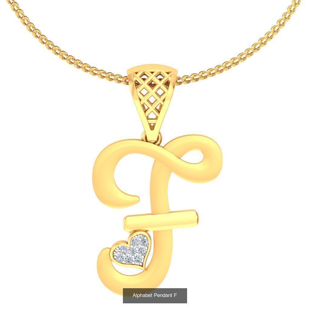 26 Alphabet Heart Pendant 3D Model Collection_25