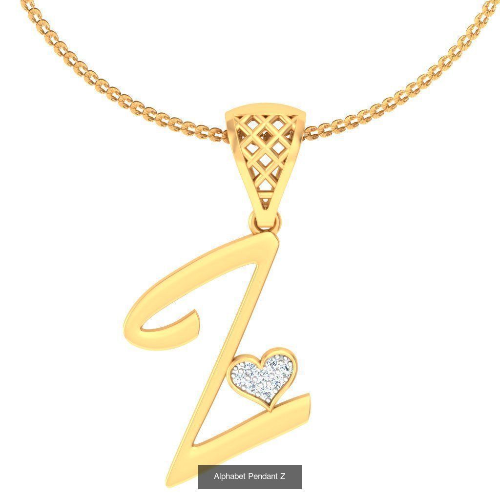 26 Alphabet Heart Pendant 3D Model Collection_21