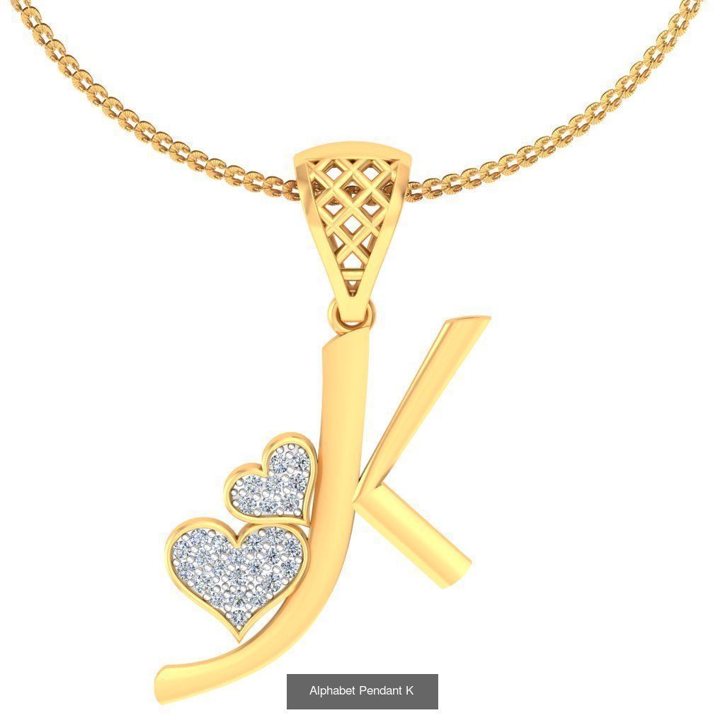 26 Alphabet Heart Pendant 3D Model Collection_5