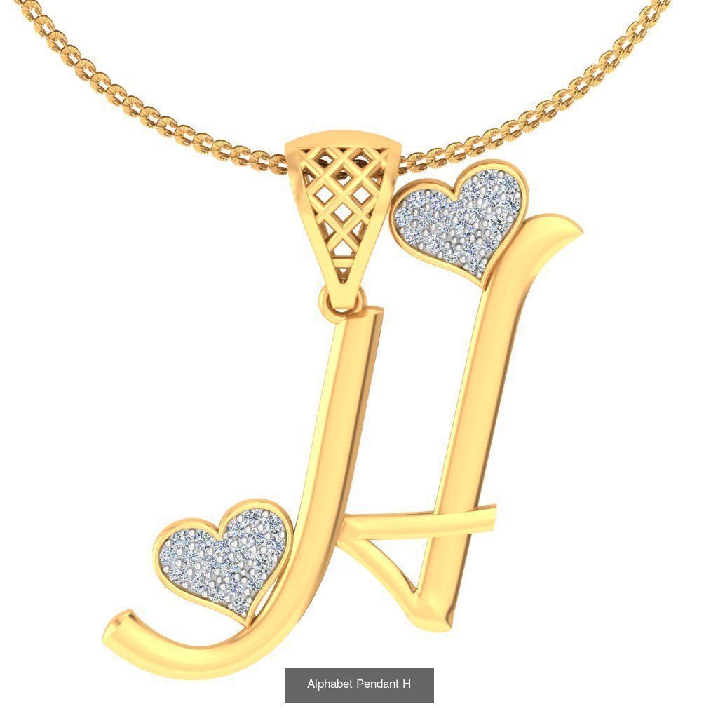 26 Alphabet Heart Pendant 3D Model Collection_27
