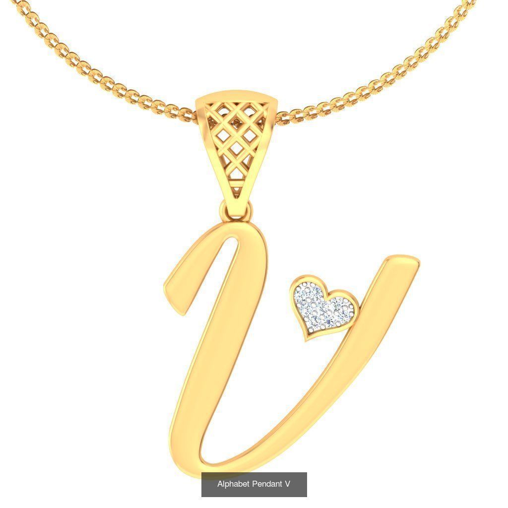 26 Alphabet Heart Pendant 3D Model Collection_17