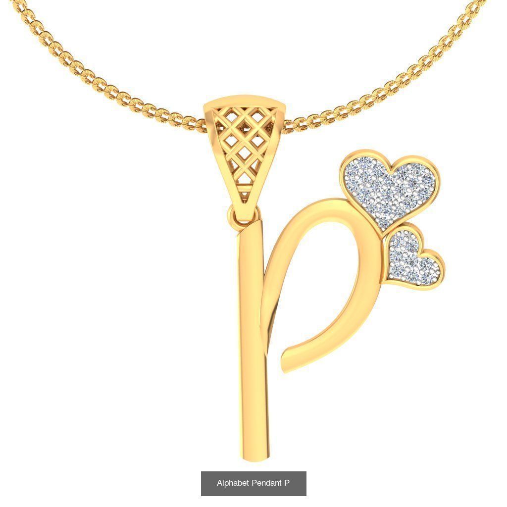 26 Alphabet Heart Pendant 3D Model Collection_10