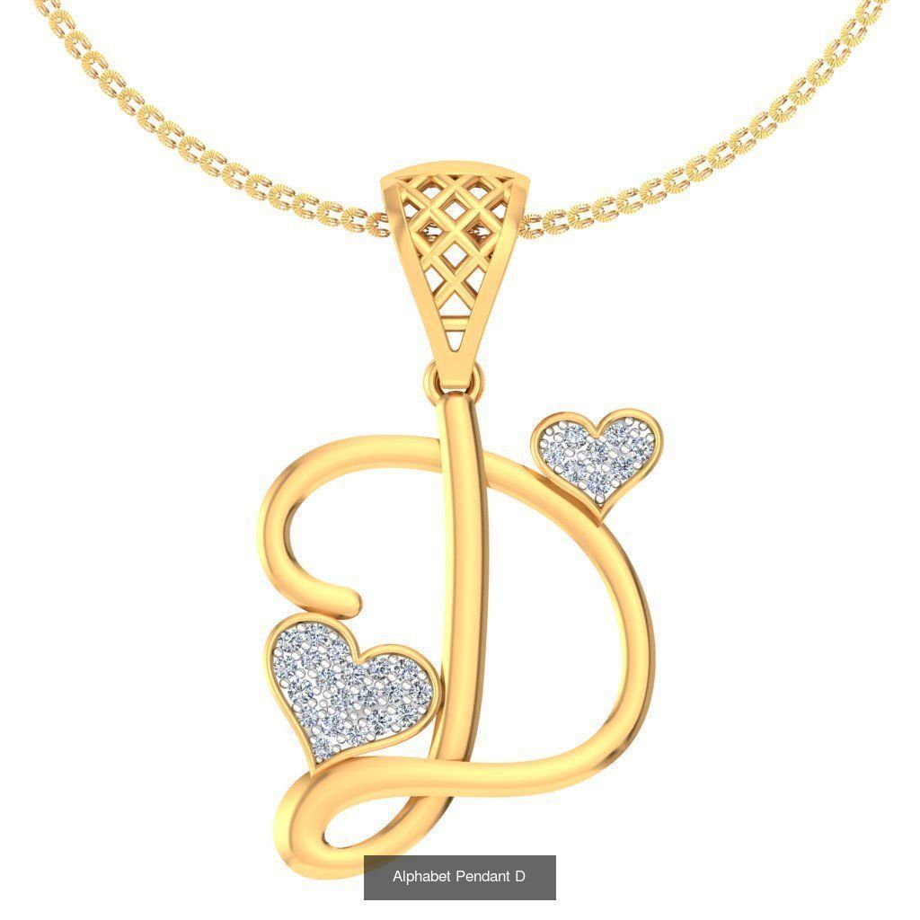 26 Alphabet Heart Pendant 3D Model Collection_23