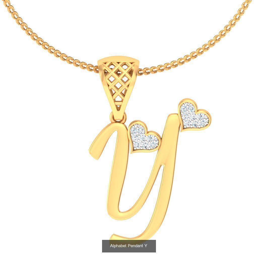 26 Alphabet Heart Pendant 3D Model Collection_20