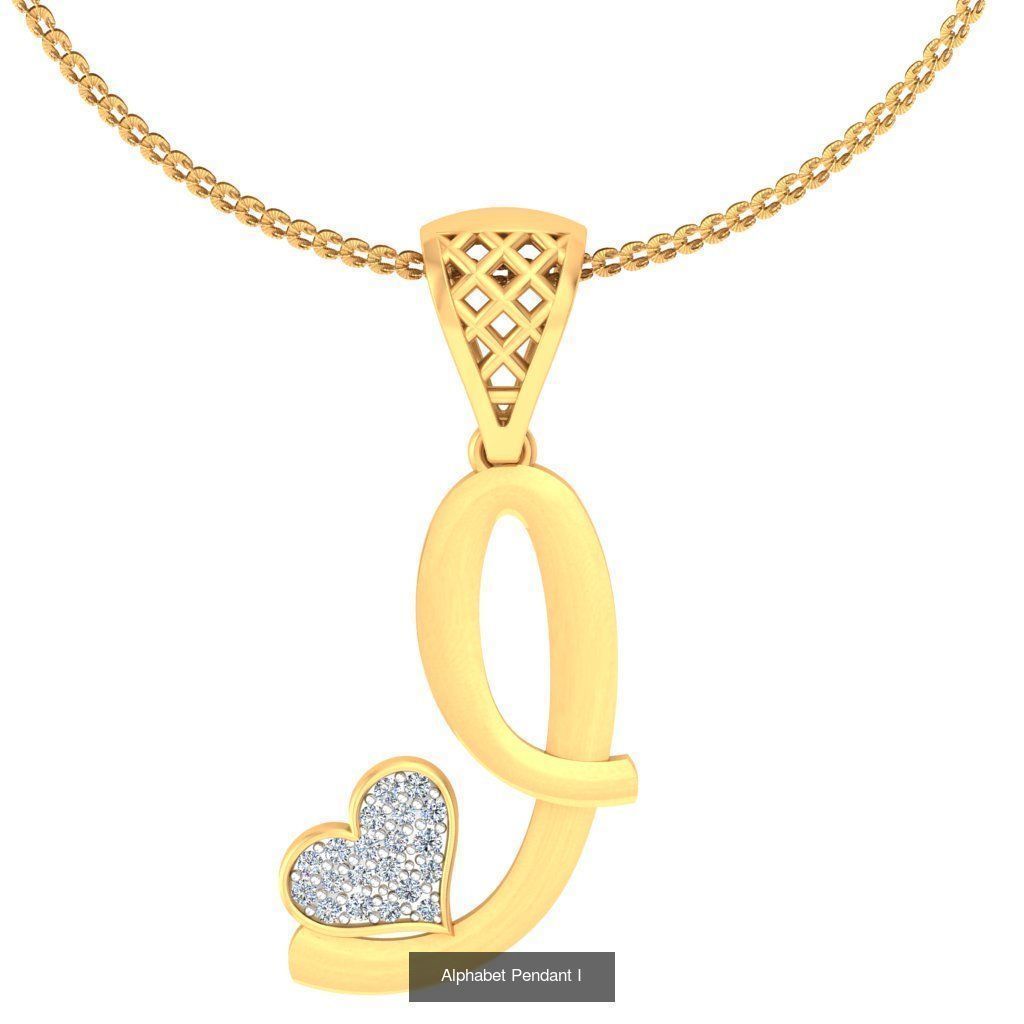 26 Alphabet Heart Pendant 3D Model Collection_28