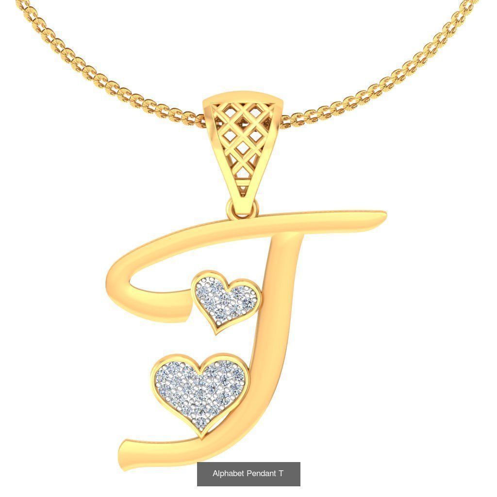 26 Alphabet Heart Pendant 3D Model Collection_4