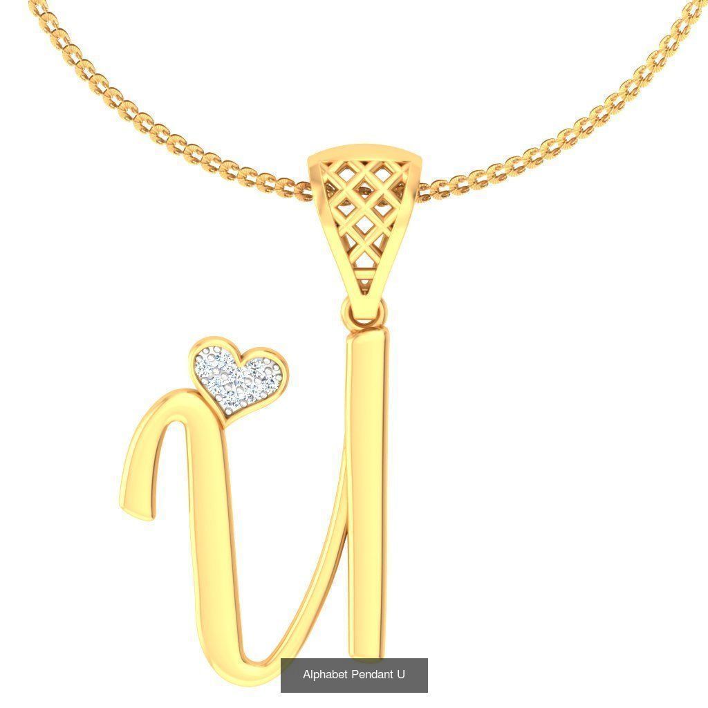 26 Alphabet Heart Pendant 3D Model Collection_16