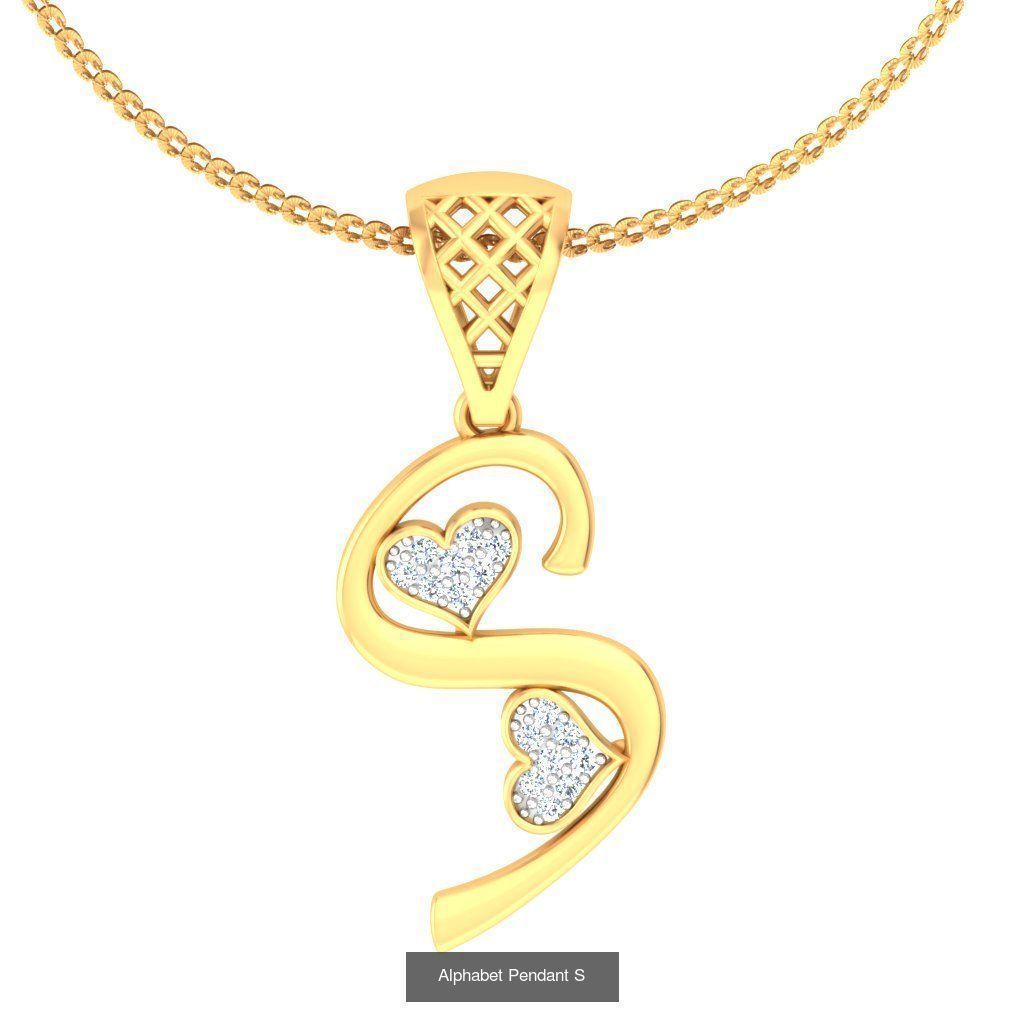 26 Alphabet Heart Pendant 3D Model Collection_13