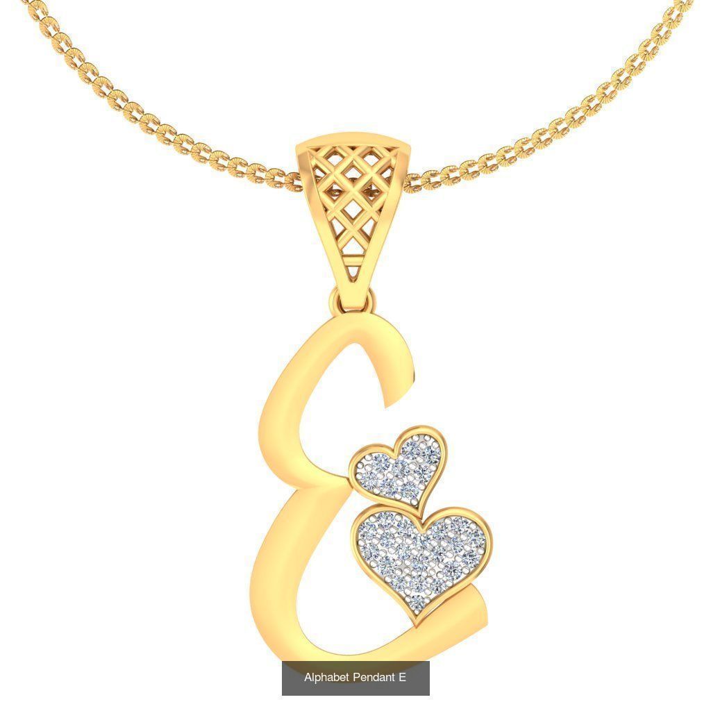 26 Alphabet Heart Pendant 3D Model Collection_24
