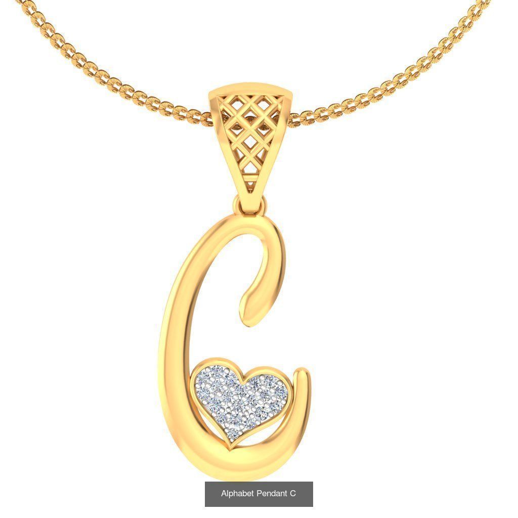 26 Alphabet Heart Pendant 3D Model Collection_22