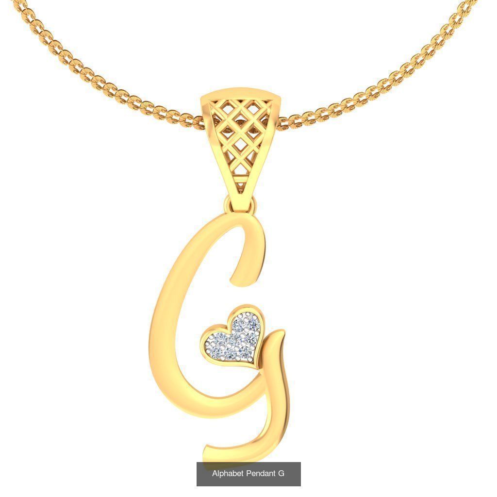 26 Alphabet Heart Pendant 3D Model Collection_26