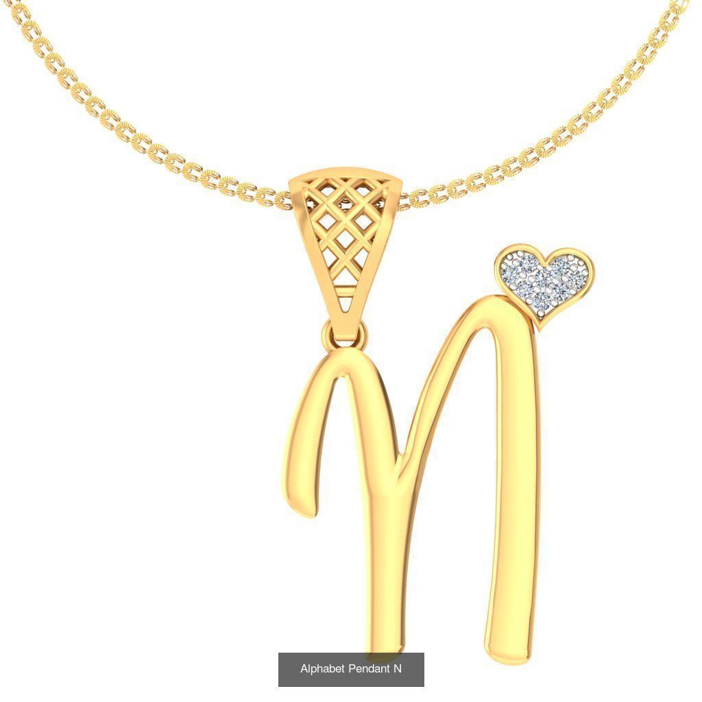 26 Alphabet Heart Pendant 3D Model Collection_8