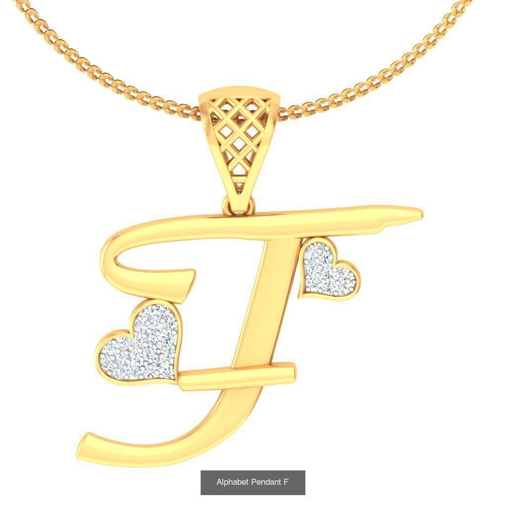 26 Alphabet Heart Pendant 3D Model Collection_15
