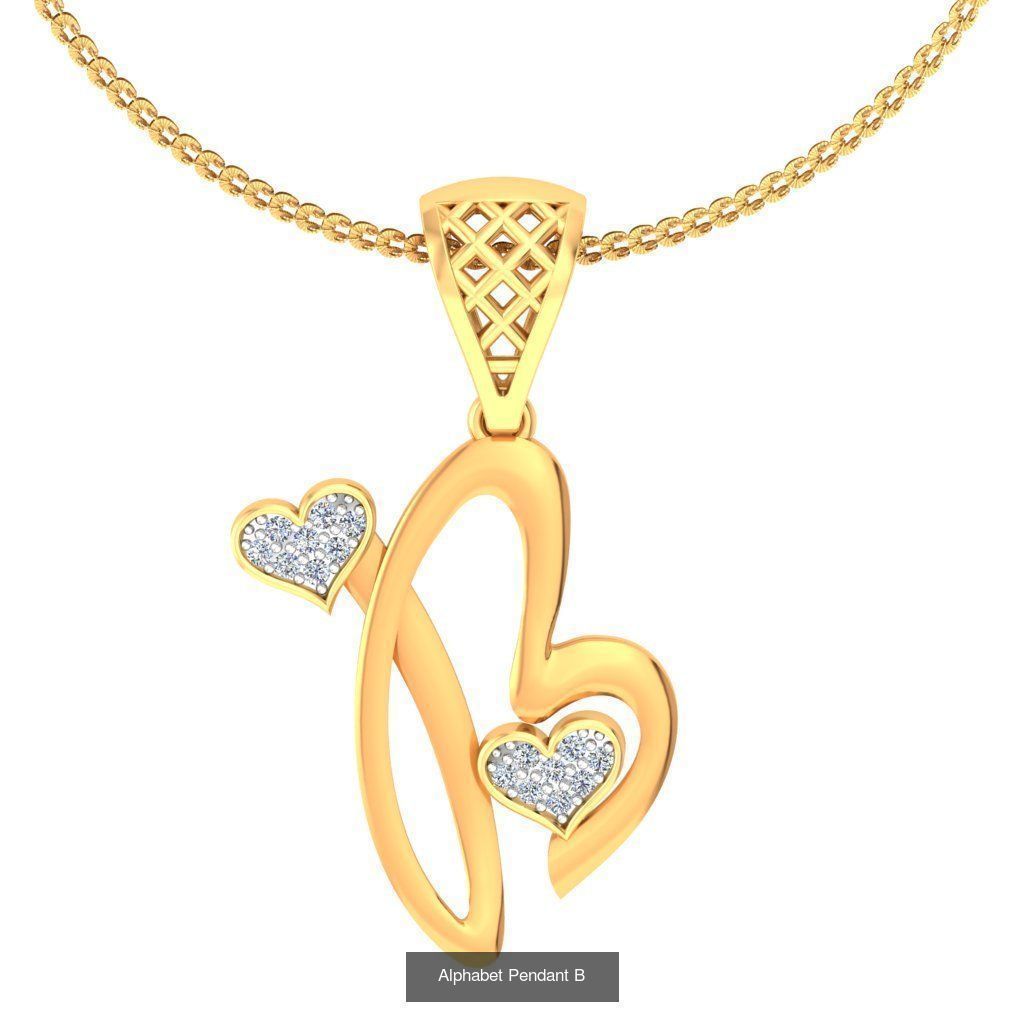 26 Alphabet Heart Pendant 3D Model Collection_14