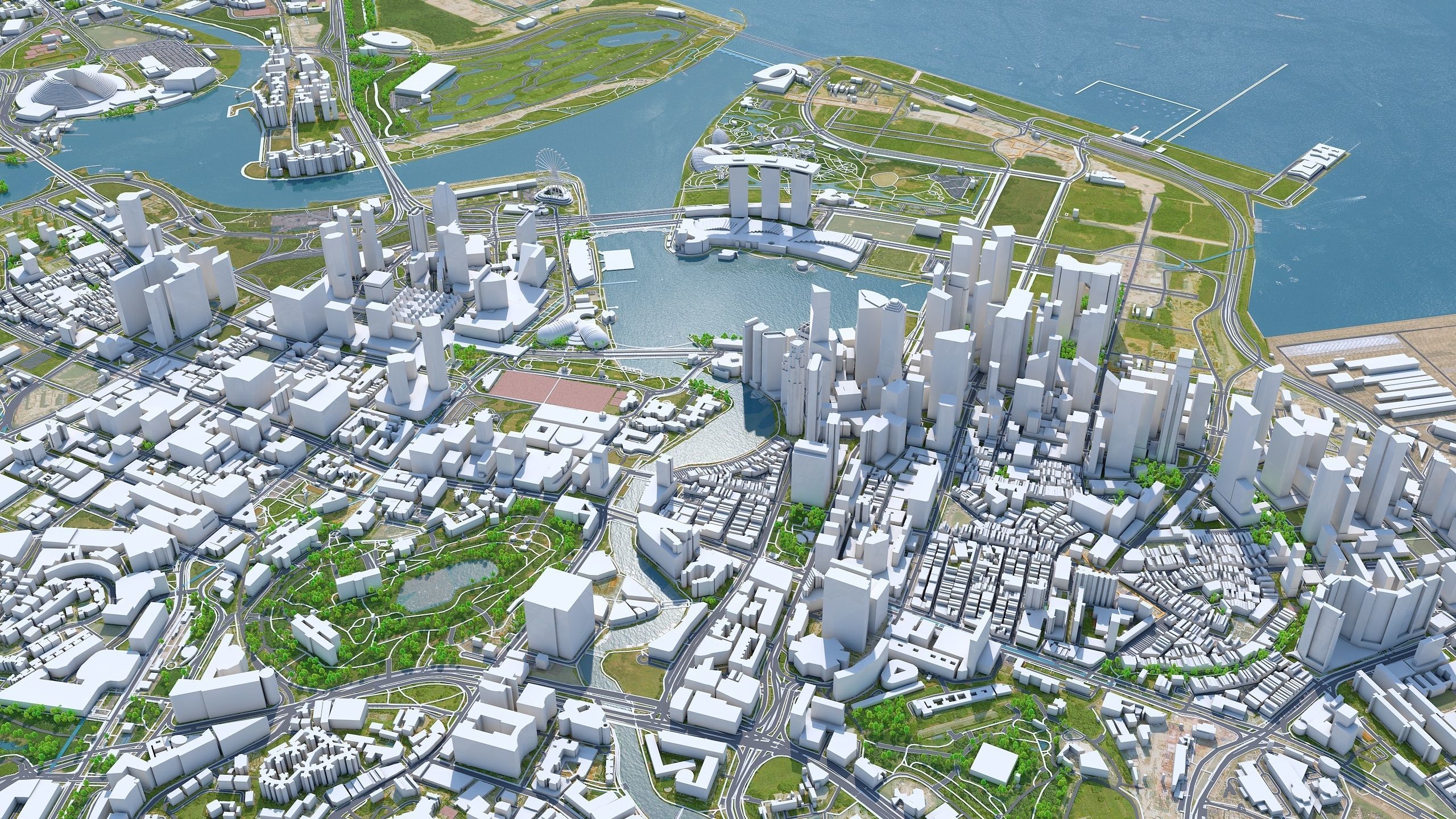 Singapore Downtown Low-poly 3D model_5