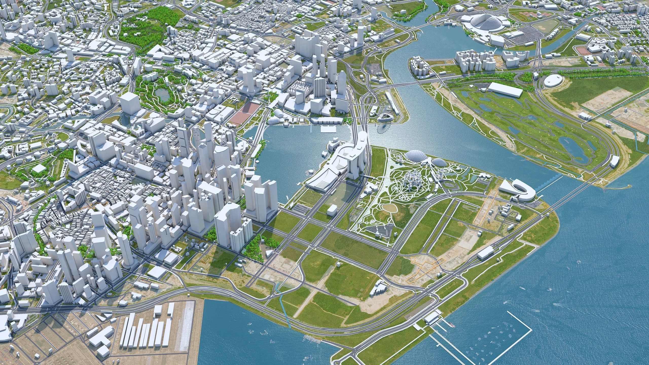 Singapore Downtown Low-poly 3D model_2