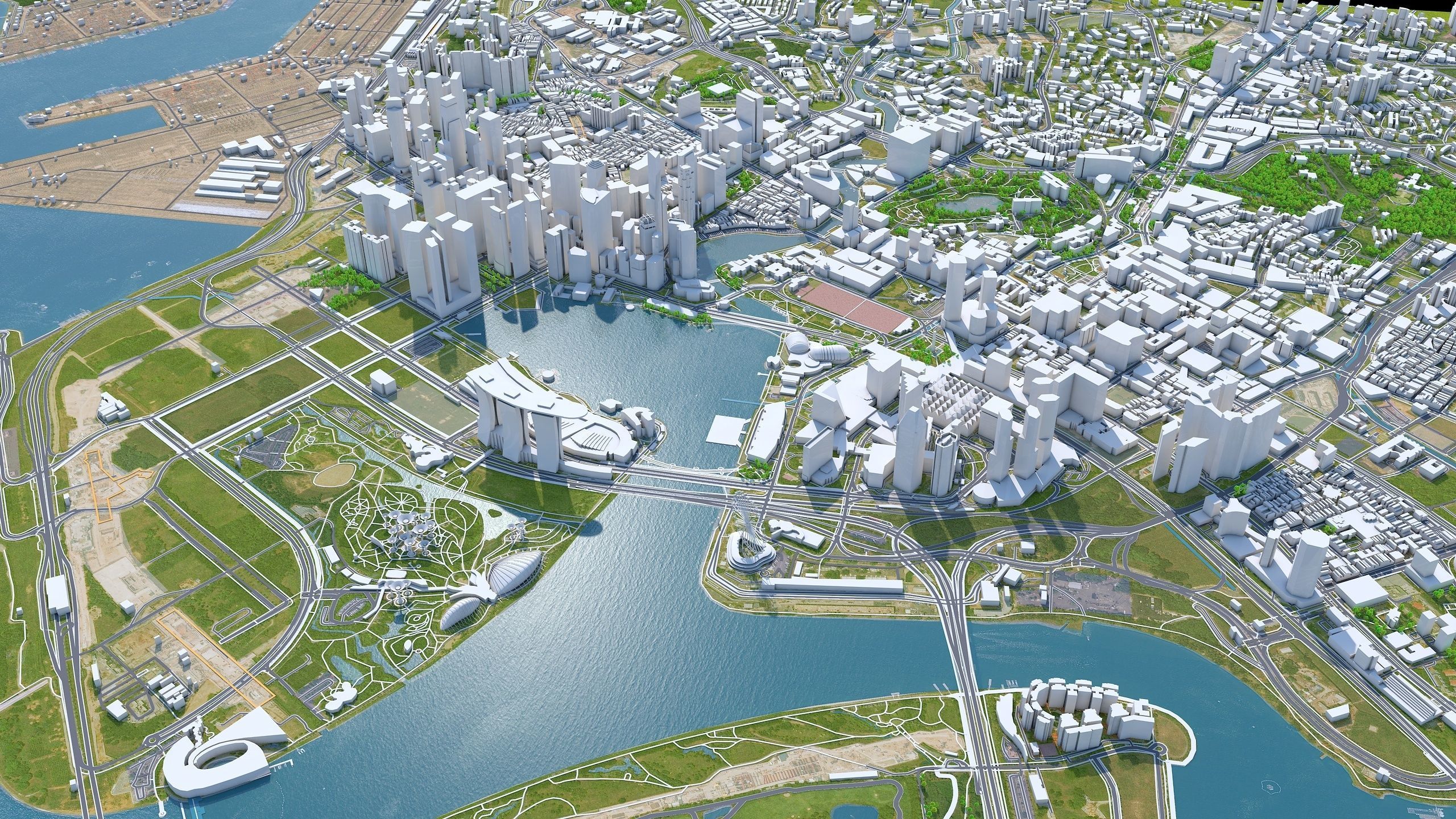 Singapore Downtown Low-poly 3D model_3