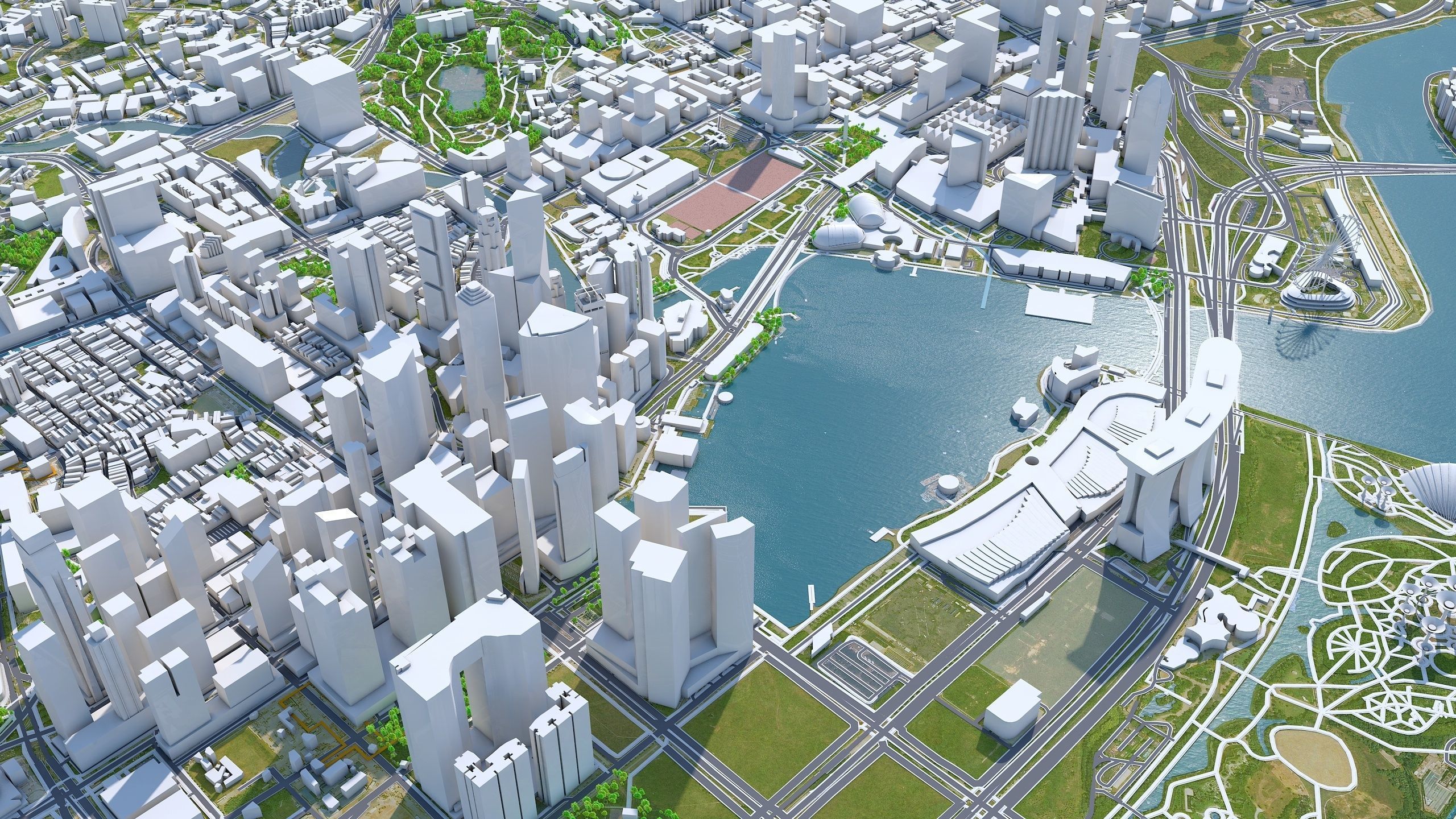 Singapore Downtown Low-poly 3D model_1