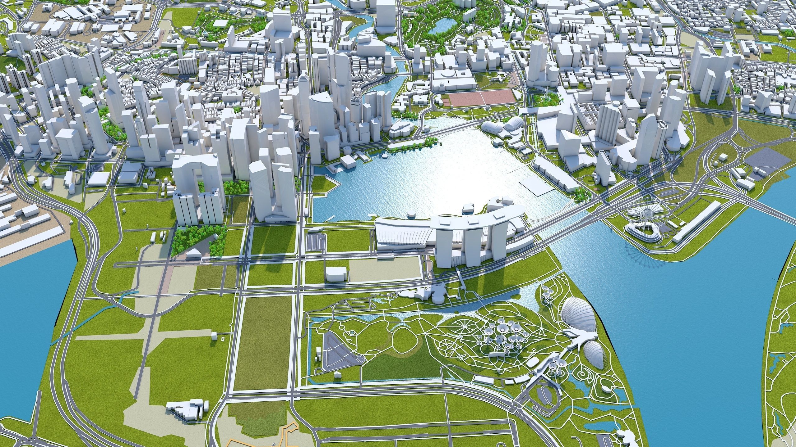 Singapore Downtown Low-poly 3D model_6